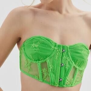 Out From Under Urban Outfitter Lace Corset Top Lime Green Neon NWOT
